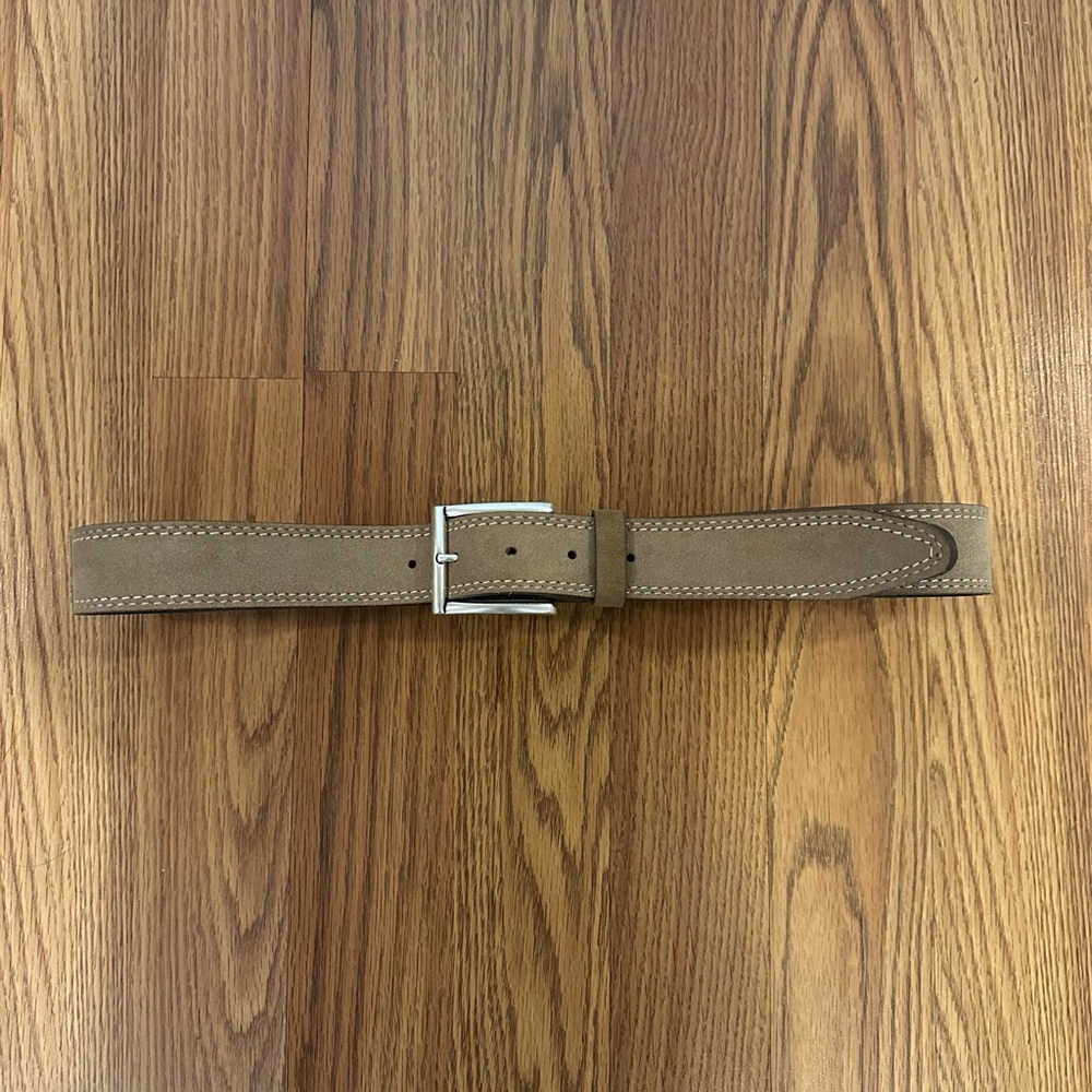 Allen Edmonds Men’s Bourbon Street Suede Leather Belt Tan, Size 32